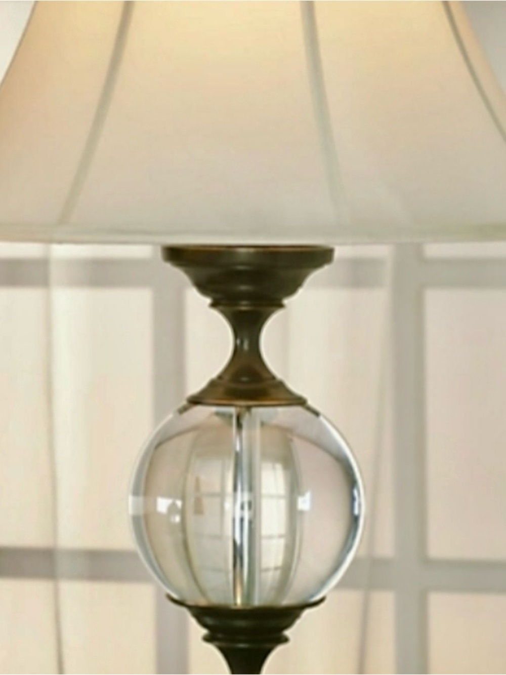 Restoration Hardware Clear Unique Glass Orb Lamp With Bronze Accents Sold Out